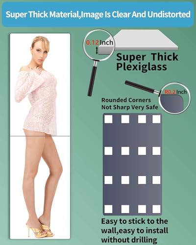 Unbreakable Acrylic Full Length Mirror for Wall Mounted, Full Body Mirror for Kids, Flexible Plastic Safe Shatterproof, 2 PCS 24 x 14 Inches, Workout Mirrors Tiles for Home Gym, Bedroom Over The Door - Image 7