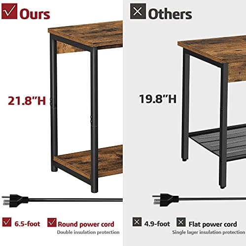 TUTOTAK Nightstand with Charging Station, End Table, Side Table with USB, 21.8”H Night Stand with Storage Shelf, Sofa Couch Table V1TB01BB025 (1 pc) - Image 3