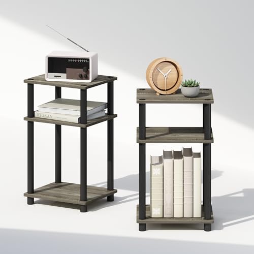 Furinno JUST Set of 2 Toolless 3-Tier Night Stand, French Oak - Image 6