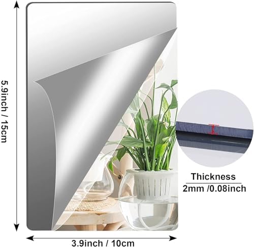 JUNEBRUSHS 8 Pack Self Adhesive Acrylic Mirror, 4X 6 Inch Mirror Tiles - Image 2