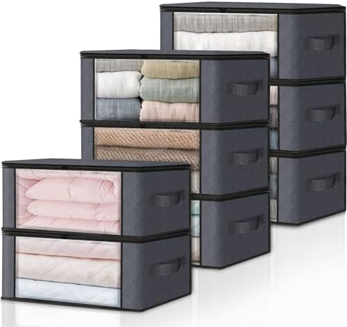HomeHacks 8-Pack Clothes Organizer Storage Bags, 35L Storage Bins, Gray by HomeHacks
