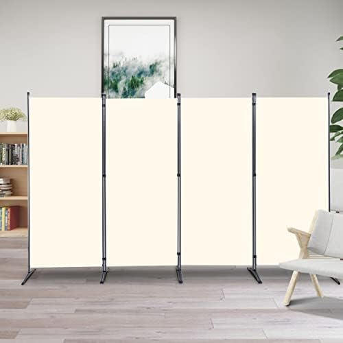 4 Panel Folding Room Divider,136" W x 71.3" H Portable Privacy Screen,Beige - Image 6