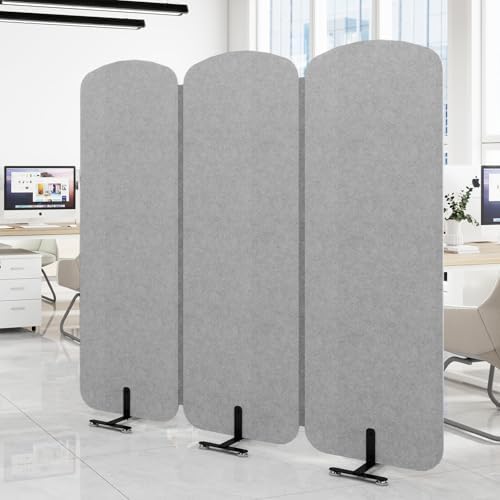 Natwind 3-Panel Portable Room Divider, 73.2'' x 71'' Office Partition,Grey by Natwind