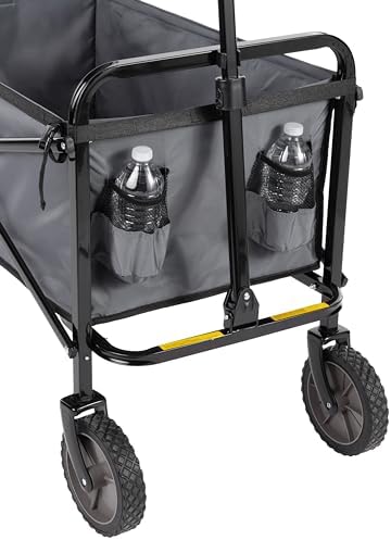 Amazon Basics Collapsible Heavy Duty Utility Wagon for Outdoor Sports, Camping, Garden, and Shopping, 265 Pounds Capacity, 27.6 x 40.9 x 20 inches, Gray - Image 3