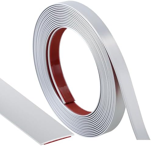 Lunghaa Peel and Stick Finish Molding Trim, Flexible Decoration Strip for Wall Tile Edge, Mirror, Cabinet, Furniture and DIY Home Decoration (Matte Silver, 16.4 ft x 0.4 in) by LunghaaHomeDecor