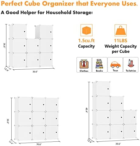 C&AHOME 9-Cube Storage Organizer with Door Cube Shelf Closet Cabinet Milky - Image 3