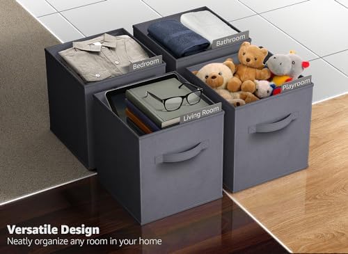 Sorbus Fabric Storage Cubes, 6-Pack Foldable Bins (13 Inch, Gray) - Image 5