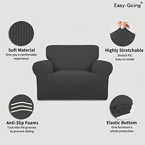 Easy-Going Stretch Oversized Chair Slipcover with Arm Washable Dark Gray - Image 3
