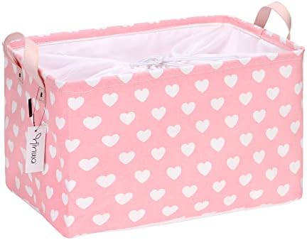 Hinwo 33L Large Canvas Storage Baskets with Lid and Handles by Hinwo