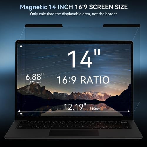 Mamol Magnetic Laptop Privacy Screen 14 inch ,16:9 Aspect Removable Anti Glare Protector Blue Light Privacy Screen Filter,Filter Shield Compatible with HP/Dell/Acer/Asus/Samsung/Lenovo/Thinkpad Envy - Image 2