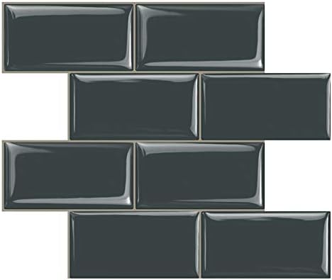 STICKGOO Peel and Stick Subway Tile, Stick on Tiles Backsplash for Kitchen & Bathroom in Dark Grey (Pack of 10, Thicker Design) by STICKGOO
