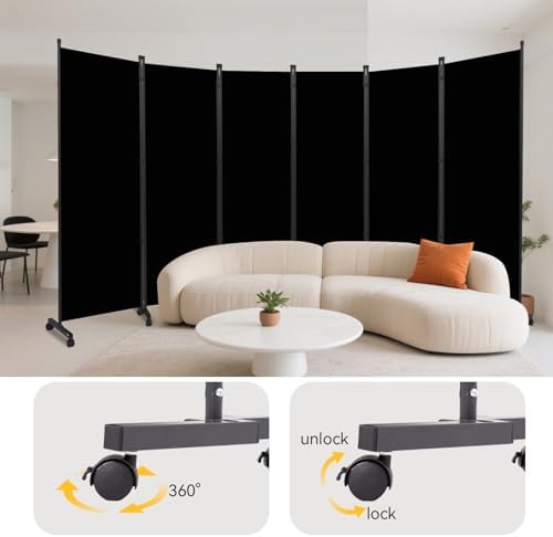 Folding Room Divider W/Wheels,Heavy Duty Base Privacy Screen Separator - Image 4