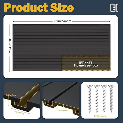Slat Wall Paneling 4 x 8ft, Slatwall Garage Wall Organizer, Black - Image 3