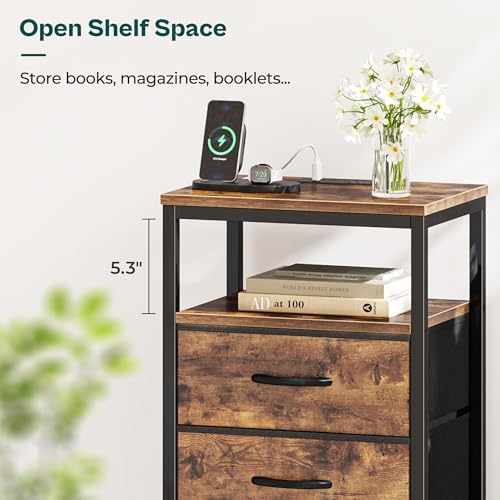 Huuger Nightstands Set of 2, Nightstand with Charging Station,Bedside Table - Image 3