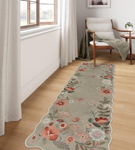 Lahome Floral Kitchen Runner, 2X6 Washable Hallway Runner Rug Non-Slip - Image 2