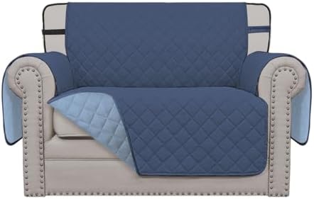 Easy-Going Reversible Chair Cover Washable Sofa Cover for Dogs Water Resistant Couch Slipcover Furniture Protector Cover with Adjustable Straps for Pets (Chair 30 in, Dark Blue/Light Blue) by Easy-Going