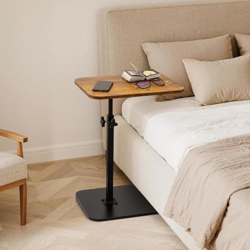 ZEAPTAC C-Shaped Side Table, 360° Swivel Height Adjustable, Lightweight Portable TV Tray Snack End Table for Couch Sofa Bed Small Spaces-Dark Brown Wood - Image 5