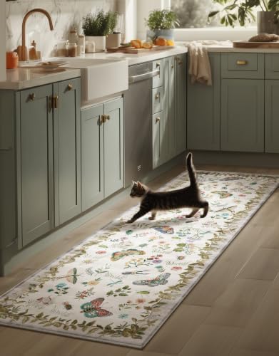 Machine Washable Kitchen Runner Rugs: 2'6"x8' Hallway Runner Stain Resistant Non Slip Low Pile Soft Carpet Runners for Hallways Indoor Entryway Kitchen Laundry Room Bedroom Bathroom Farmhouse by palohom