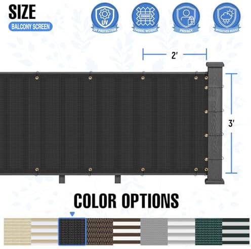 E&K Sunrise 3' x 31' Balcony Privacy Fence Screen Cover with Zip Ties Outdoor Screen Fence UV Protection for Deck Patio Backyard Apartment Pool Porch (Black) - Image 5