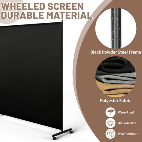 2 Panels Room Divider/Privacy Screen 6FT*6FT with Caster Wheels & Brakes - Image 5