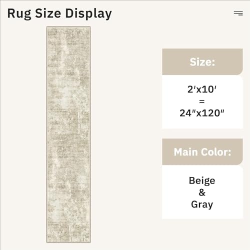 Soalmost Abstract Runner Rug 2x10 Hallway Kitchen Runners Beige/Gray - Image 5