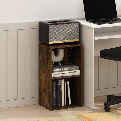 Furinno PASIR Book Shelf, 2-Tier Modern Bookshelf, Open Shelves Bookcase 9 x 12 x 21, Easy Assembly, for Living Room, Bedroom, Home Office, Amber Pine - Image 2