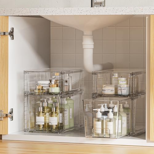 Vtopmart Clear Stackable Storage Drawers, 8 Pack Medium Set - Image 2