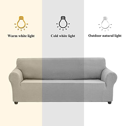 Joccun Stretch Couch Cover Slipcovers, 1-Piece Sofa Covers for 3 Cushion Couch Spandex Jacquard Washable Furniture Protector Cover for Living Room,Kids,Pets(Sofa,Silver) - Image 3