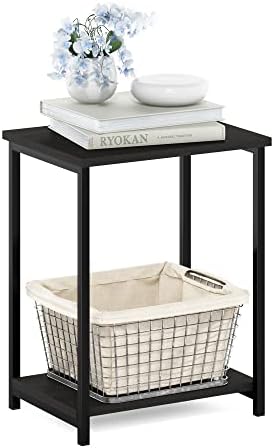 Furinno Simplistic 2-Tier Metal Frame Side Table, Espresso by Furinno-FitsYourSpaceFitsYourBudget