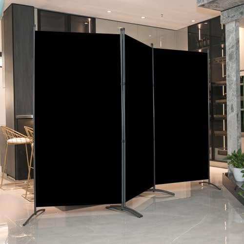 3 Panel Folding Room Divider,102" Wx71.3 H Portable Privacy Screen,Black - Image 5