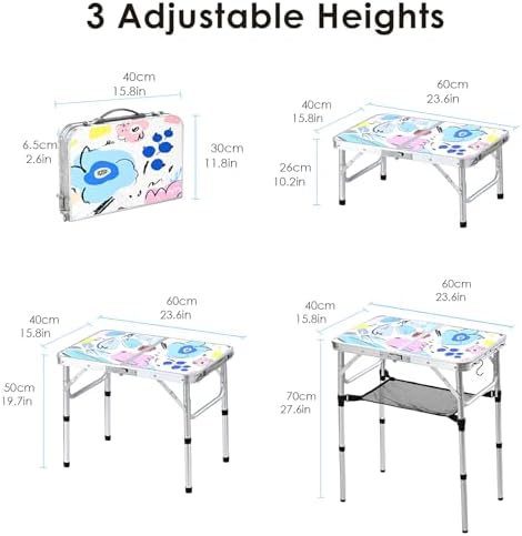 Small Folding Camping Table, 2ft Portable Table, Floral Doodle - Image 3