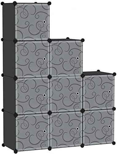 C&AHOME 9-Cube Storage Organizer with Door Cube Shelf Closet Cabinet Black by CAHOME