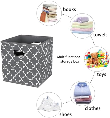 Fabric storage bins Cubes, Fabric Cube Organizer with Handle, Foldable Cube Bins for Cloth or Accessary Storage, 11x11x11, Set of 3, (Gray Light) - Image 3