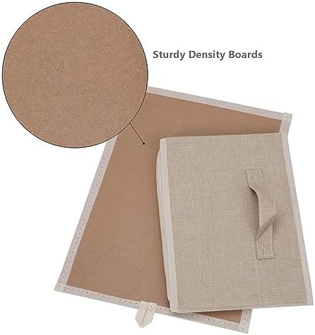 Collapsible Sorage Bins, Storage Cubes Baskets Collapsible Fabric Storage Boxes with Handles for Home and Office (Set of 4, Beige, 15.4 x 11.4 x 7.91inch) - Image 3