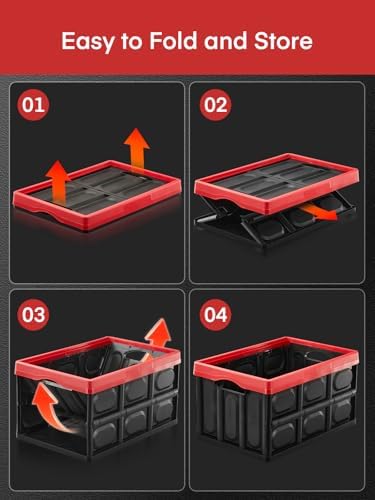 FOHERE 48L Collapsible Storage Bins with Lids, 3 Packs, Stackable - Image 5