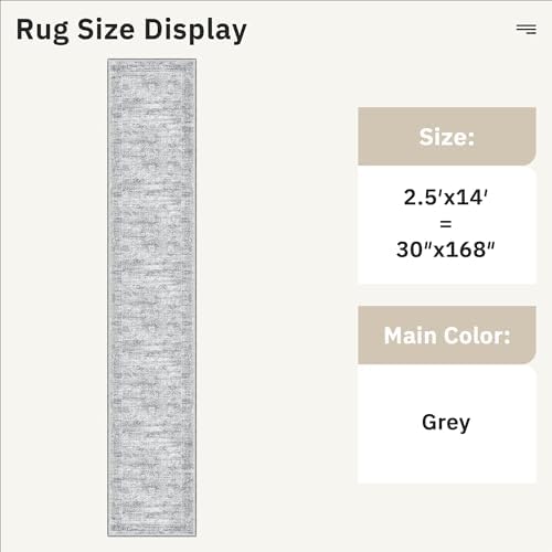 Soalmost Hallway Runner Rug 2'6" x 14' Washable Long Kitchen Rugs Grey - Image 5