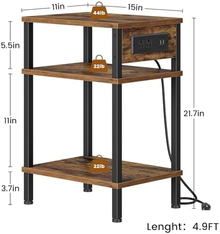 Creso hom Side Table with Charging Station, End Tables Living Room - Image 3
