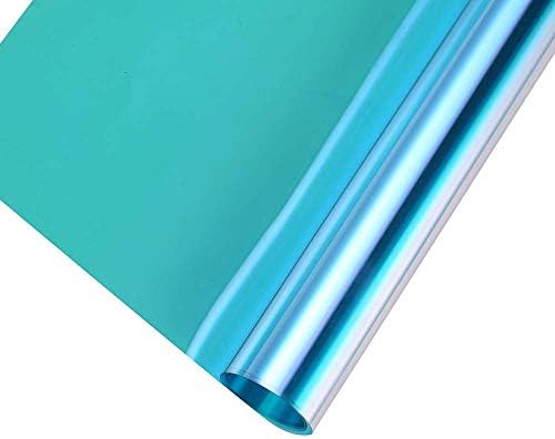 Transparent Decorative Window Film Anti UV Colorful Adhesive Vinyl Heat Insulation Solar Window Tinting Sheets Glass Film for Christmas Home Decoration, 17.7Inch x 16.5Feet, Blue by SUMAGITIN