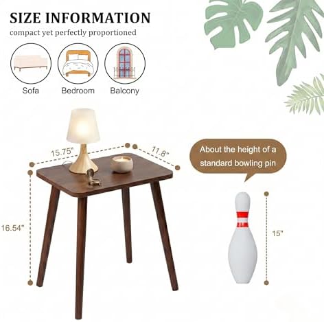 FORAOFUR Small Side Table with Wooden Legs, Short Coffee Table, Brown - Image 3