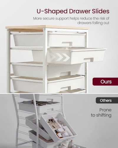 VASAGLE Rolling Cart with Drawers, Craft Organizers and Storage, White - Image 4