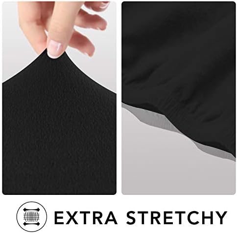 PureFit Stretch Oversized Couch Covers Fleece Sofa Slipcovers Black - Image 4