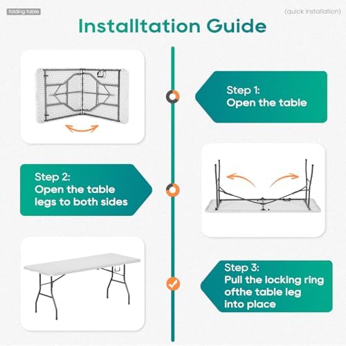FDW | 6FT Folding Table | White | Portable Plastic Table - Image 4