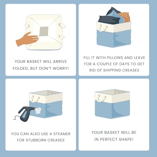OrganiHaus 11x11 Cube Storage Bins, 4-Pack Fabric Cubes, Rope Handles - Image 6