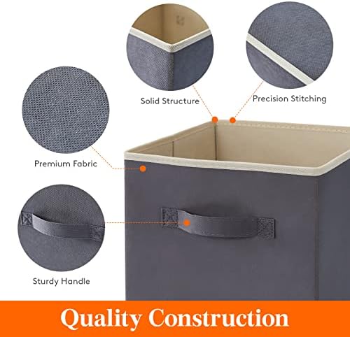 Lifewit Storage Cubes, 11 Inch Organizer Bins, 18L Gray, 6 Packs - Image 2