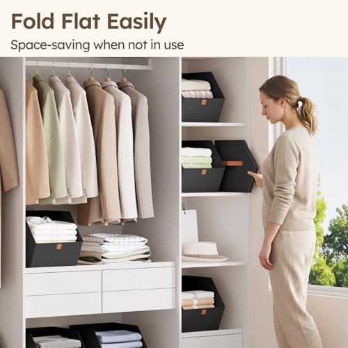 Homsorout Fabric Closet Storage Cubes - 8 Pack Square Storage Bins with Dual Handles for Clothes, Towels, Toys, Cube Storage Organizers for Bedroom, Nursery, Shelves, Closet, Small Spaces, Black - Image 5
