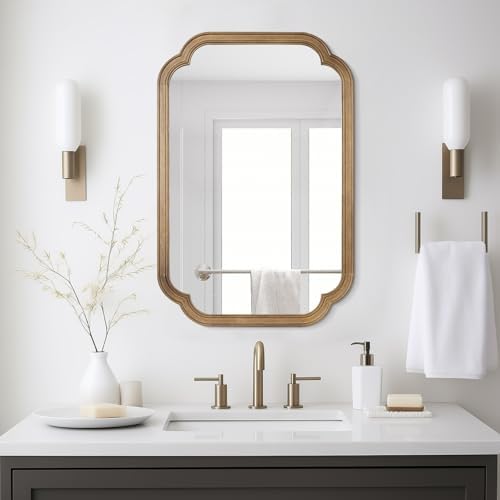 WallBeyond 20" x 30" Rounded Corner Arch Wall Mirror with Wood Frame for Entryway, Living Room or Bedroom Home Decor - Light Woodgrain, Honey-Colored by WallBeyond