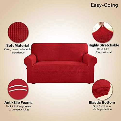 Easy-Going Stretch 4 Seater Oversized Sofa Couch Cover Christmas Red - Image 4