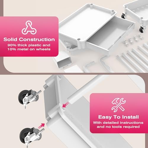 Goovilla Rolling Makeup Organizer Cart with Removable Drawer, 4 Tier White - Image 4