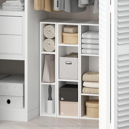Furinno Reed 3-Tier Closet Organizers and Storage, Closet Organizer, Open Shelf Closet Storage, for Wardrobe, Bedroom, Living Room, 8-Inch Width, White - Image 4