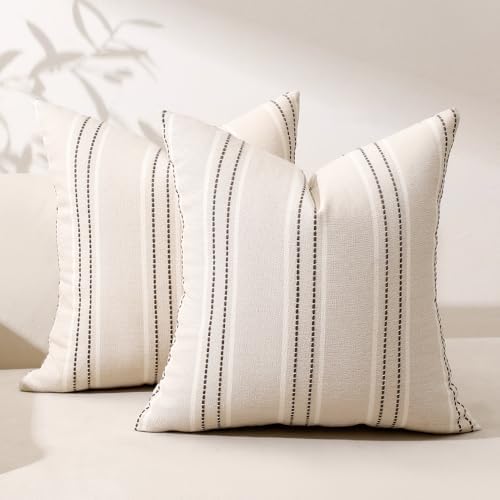 Hckot Striped Throw Pillow Covers 22x22 Set of 2 Charcoal Pillow Covers by Hckot